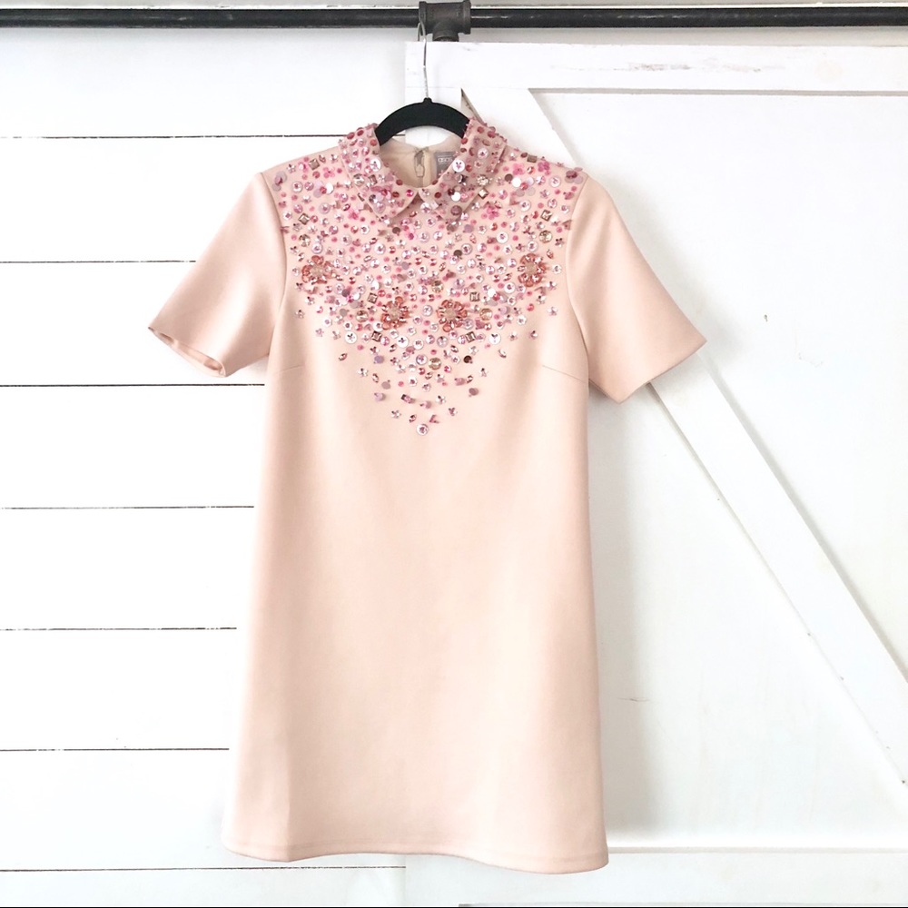 ASOS • NWT  Blush Floral Beaded Shift Dress